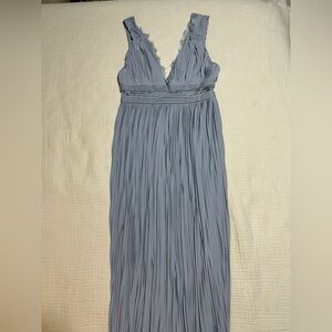 ASOS Light Blue Ribbed Dress with Lace Detail - US 8